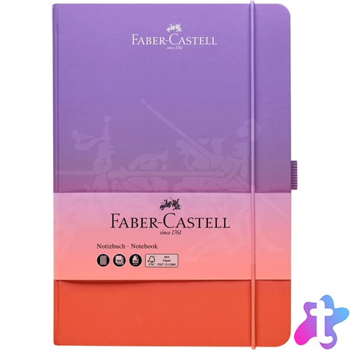 Napló A5 194 lap kockás, gumírozott tolltartóval,színátmenetes Faber-Castell piros-lila