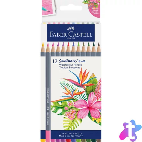 Színes ceruza készlet, akvarell hatszögletű GOLDFABER AQUA Trópusi virágok Faber-Castell 12klf. szín