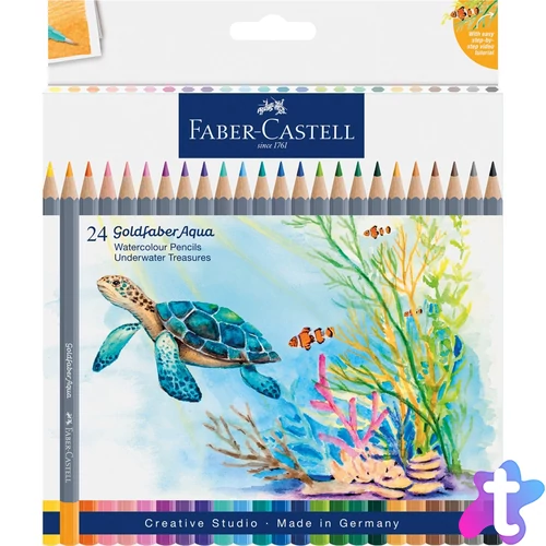 Színes ceruza készlet, akvarell hatszögletű GOLDFABER AQUA Víz alatti kincsek Faber-Castell 24klf. szín