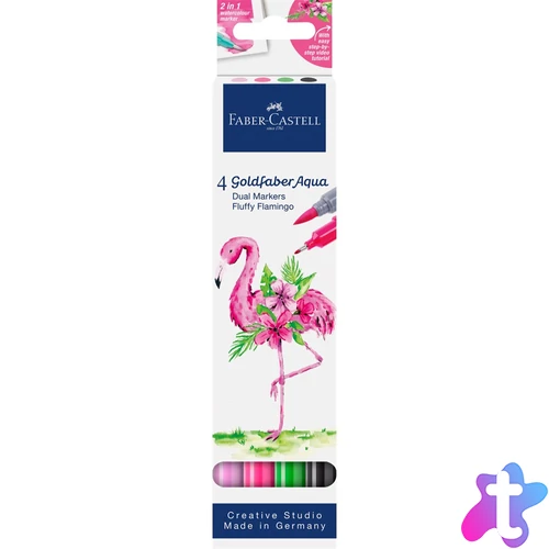 Rostirón, filctoll készlet akvarell kétvégű GOLDFABER AQUA Bolyhos flamingó Faber-Castell 4klf. szín