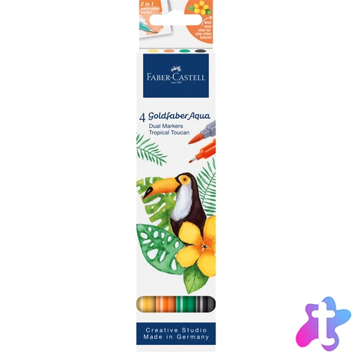 Rostirón, filctoll készlet akvarell kétvégű GOLDFABER AQUA Trópusi tukán Faber-Castell 4klf. szín