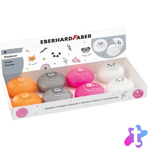 Radír zárható, műanyag dobozban vegyes mintával ANIMAL Faber-Castell koala,róka,panda,unikornis