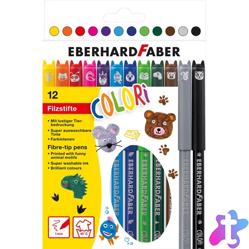 Rostirón, filctoll készlet 1mm ANIMAL állatminták Faber-Castell 12klf. szín