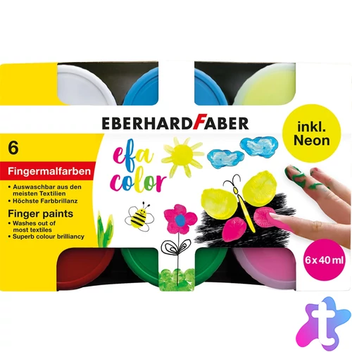 Ujjfesték készlet, tégelyes, 6x40ml neon EFA COLOR Faber-Castell 6klf.szín