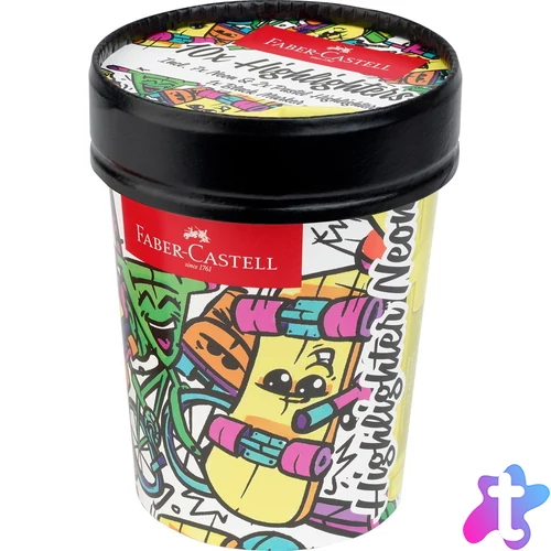 Szövegkiemelő készlet 1-5mm vágott,papír pohárban Faber-Castell 46 fluoreszkáló 10klf. szín