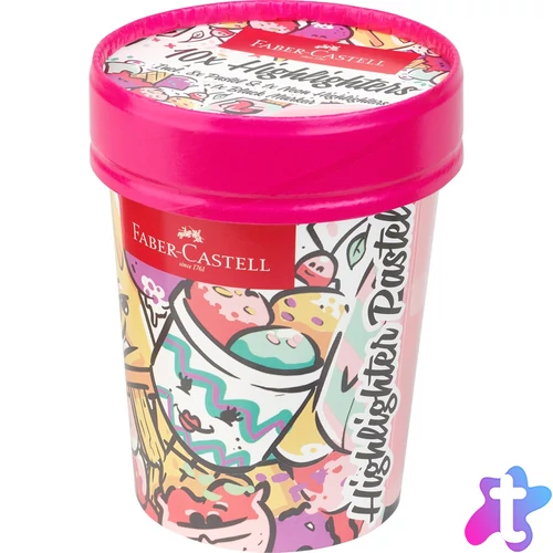 Szövegkiemelő készlet 1-5mm vágott,papír pohárban Faber-Castell 46 pasztell 10klf. szín