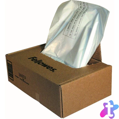 Hulladékgyűjtő zsákok iratmegsemmisítőhöz, 30-35 literes kapacitásig, Fellowes® 100 db/csomag,