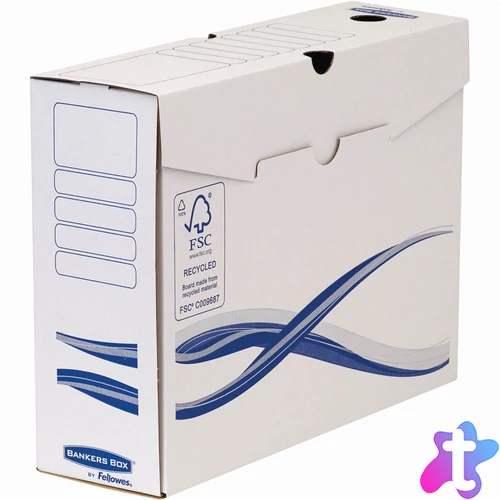 Archiváló doboz A4+, 100mm, Fellowes® Bankers Box Basic, 10 db/csomag, kék-fehér