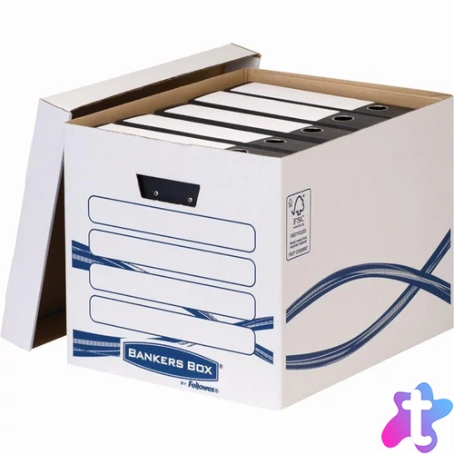 Archiváló konténer, karton, Fellowes® Bankers Box Basic Tall, 10 db/csomag, kék-fehér