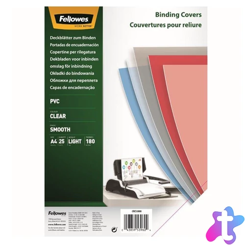 Előlap, A4, 180 mikron, 25 db/csomag, Fellowes® víztiszta