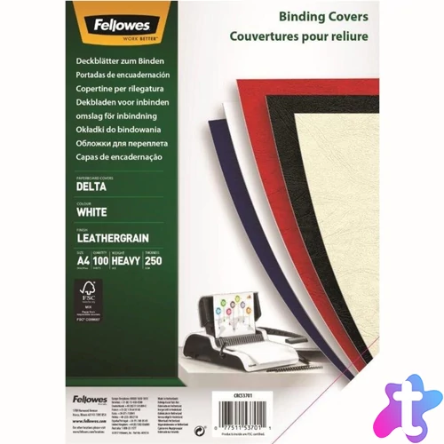 Hátlap, A4, 250 g, matt, Fellowes® Delta, 100 db/csomag, fehér