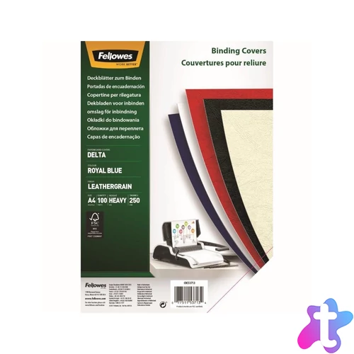 Hátlap, A4, 250 g, matt, Fellowes® Delta, 100 db/csomag, királykék