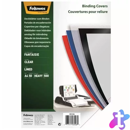 Előlap, A4, 500 mikron, 50 db/csomag, Fellowes® Fantaisie, áttetsző