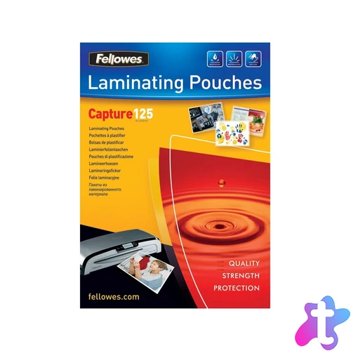 Lamináló fólia, 54x86mm, 125 mikron, fényes, 100 db/doboz, Fellowes®