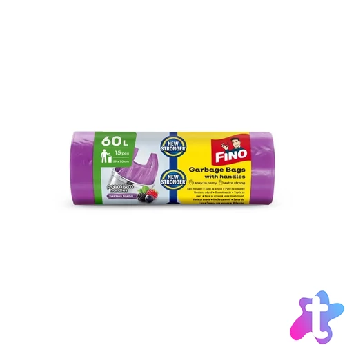 Szemeteszsák köthető füles 60 literes 15 db/tekercs Fino lila