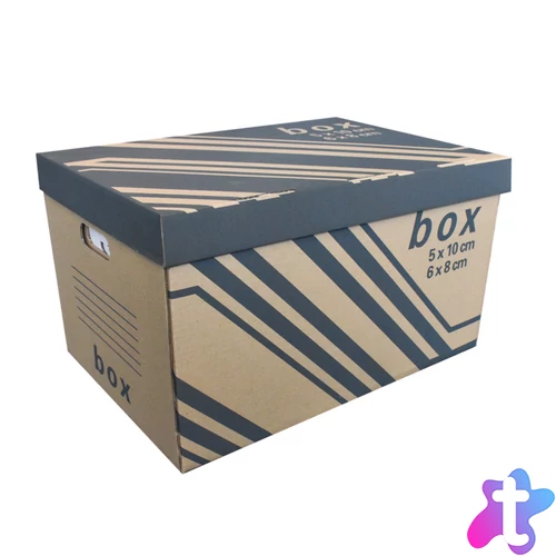 Archiváló konténer karton doboz fedeles 54x31x36cm, külön záródó levehető fedéllel Fornax