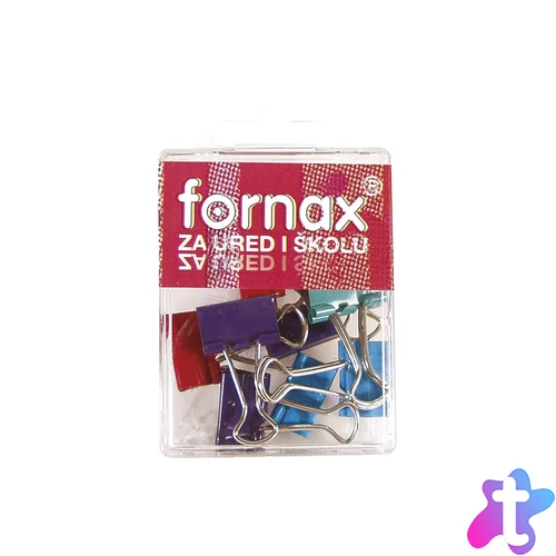 Binderkapocs 19mm, BC-30, 10 db műanyag dobozban, Fornax színes