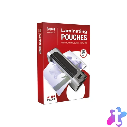 Lamináló fólia A3, 125 micron ( 303x426mm) 100 db/doboz, Fornax