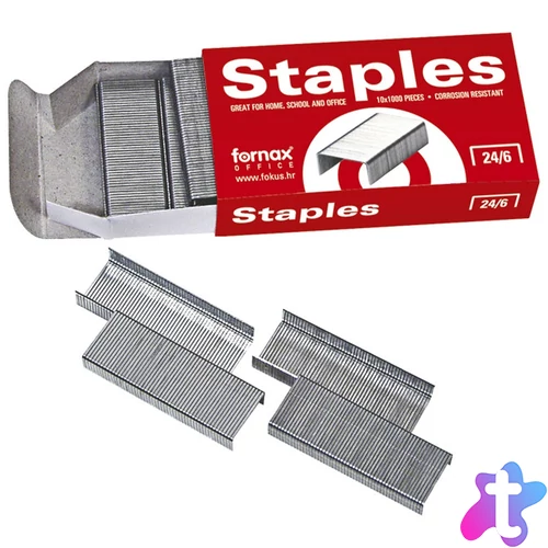 Tűzőkapocs 24/6, 1000 db/doboz, Fornax