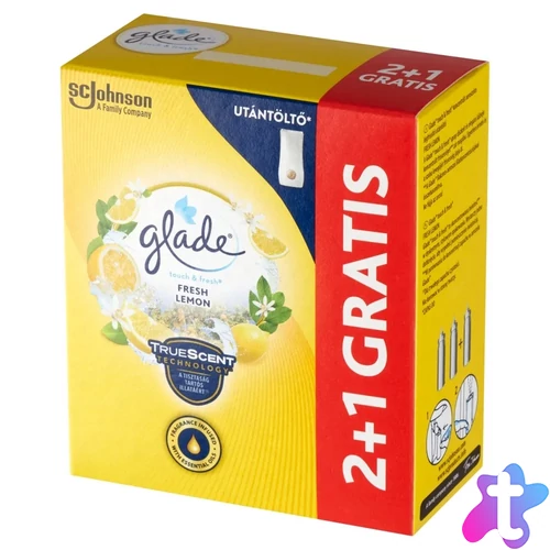 Légfrissítő utántöltő 3 x 10 ml 2+1 Glade® Touch&Fresh friss citrom