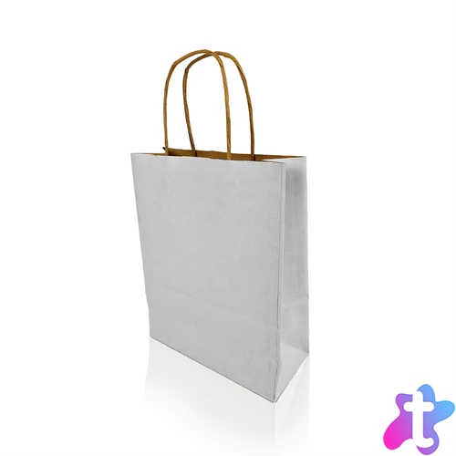 Sodrottfüles papírtáska 185x240mm 80mm talp S méret 250 db/doboz, fehér