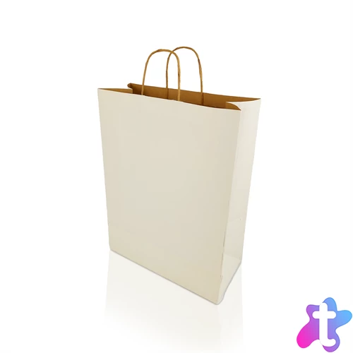 Sodrottfüles papírtáska 320x420mm 150mm talp L méret 200 db/doboz, fehér