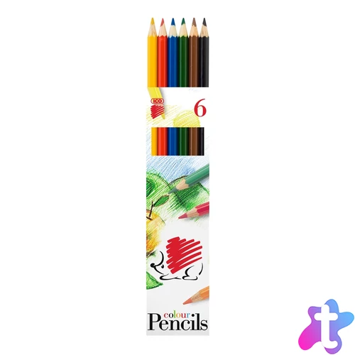 Színes ceruza készlet, hatszögletű Süni Ico 6 klf. szín