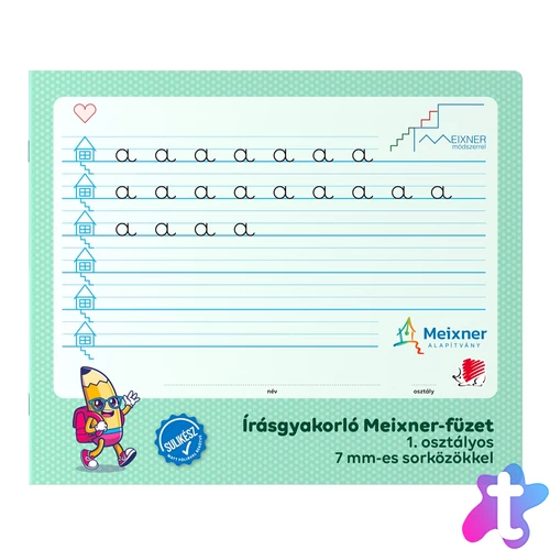 Füzet iskolai, 32lap, írás gyakorló 1.osztályos fekvő Süni Meixner
