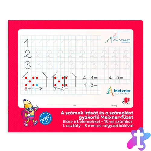 Füzet iskolai, 32lap, szám gyakorló előírt 1.osztályos fekvő Süni Meixner