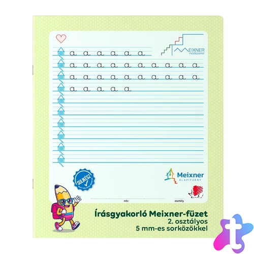 Füzet iskolai, 32lap, írás gyakorló 2.osztályos álló Süni Meixner