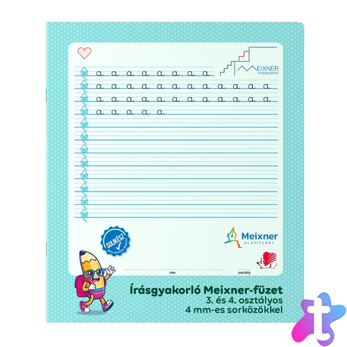 Füzet iskolai, 32lap, írás gyakorló 3. és 4.osztályos álló Süni Meixner