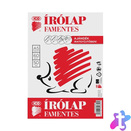 Írólap A5, famentes, 50 lap, Süni