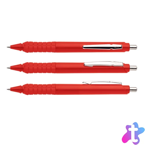 Golyóstoll nyomógombos 0,8mm, műanyag piros test Apollo K, írásszín piros