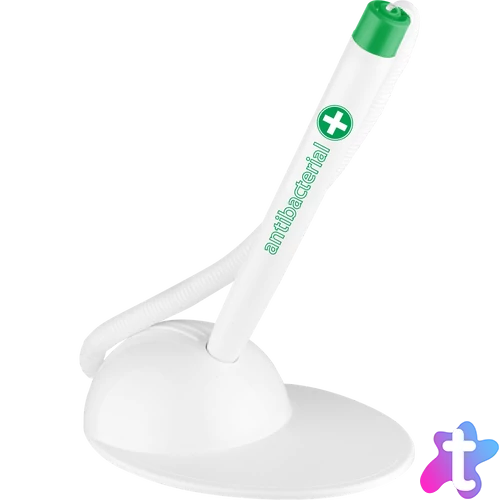 Ügyféltoll antibakteriális T-PEN Ico fehér/zöld test, írásszín kék