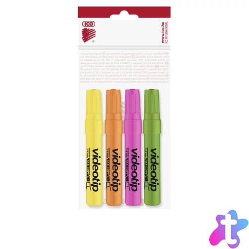 Szövegkiemelő készlet 1-4mm, Videotip Ico, 4 klf.szín