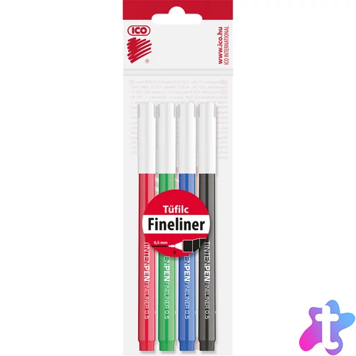 Rostirón, tűfilc vízbázisú, 0,5mm, kerek test, Tinten Pen Ico, 4 klf.szín