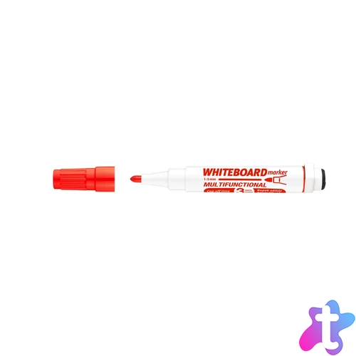 Táblamarker 3mm, mágneses, táblatörlővel multifunkciós Ico MARKERASER piros