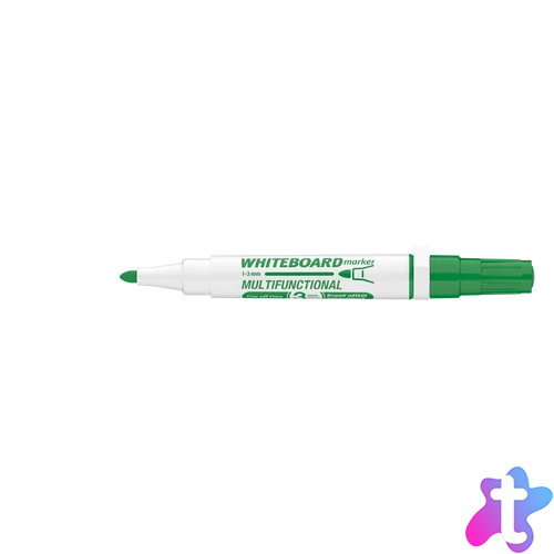 Táblamarker 3mm, mágneses, táblatörlővel multifunkciós Ico MARKERASER zöld