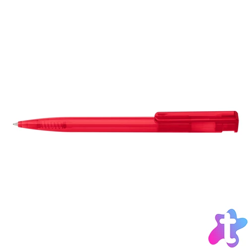 Golyóstoll nyomógombos 0,8mm, műanyag transparens piros test, Ico Star, írásszín piros