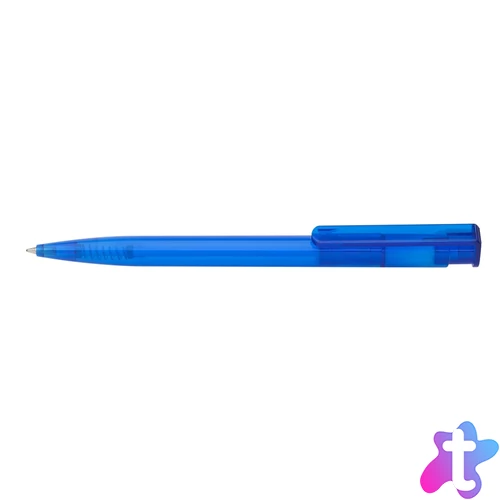 Golyóstoll nyomógombos 0,8mm, műanyag transparens kék test, Ico Star, írásszín kék