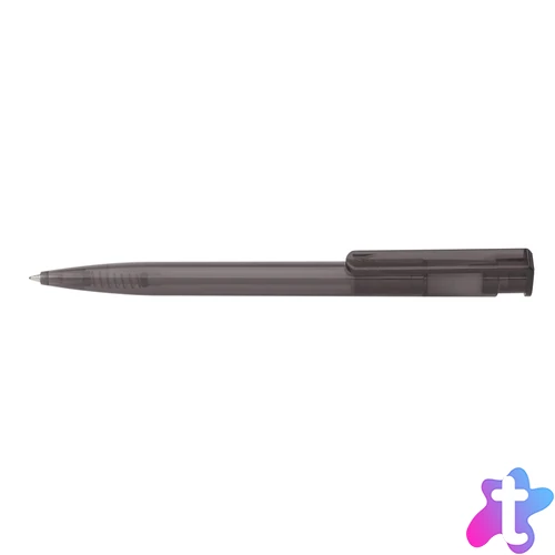 Golyóstoll nyomógombos 0,8mm, műanyag transparens fekete test, Ico Star, írásszín fekete