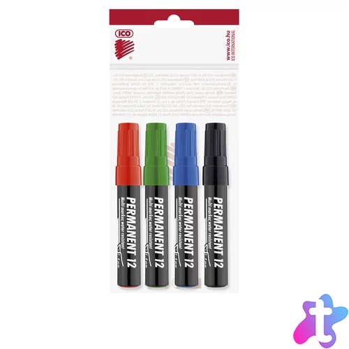 Alkoholos marker készlet, 1-4mm, vágott hegyű, Ico 12, 4 klf.szín