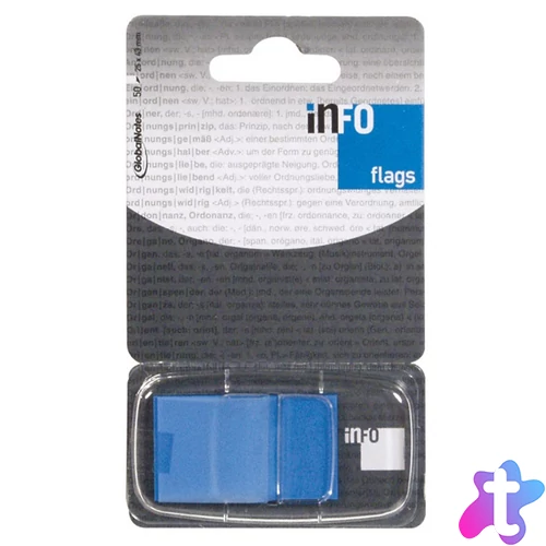 Jelölőcímke 25x43mm, 50lap, műanyag, Info Notes Info Flags kék