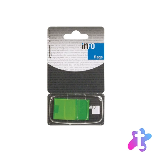 Jelölőcímke 25x43mm, 50lap, műanyag, Info Notes Info Flags zöld