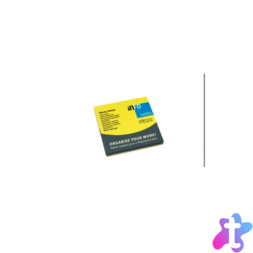 Jegyzettömb öntapadó, 75x75mm, 80lap, Info Notes brilliant sárga