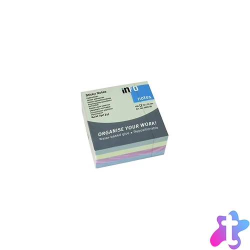 Jegyzettömb öntapadó, 75x75mm, 400lap, Info Notes pasztell mix