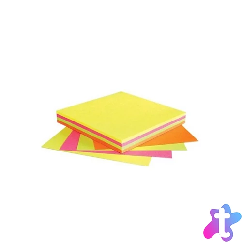 Jegyzettömb öntapadó, 75x75mm, 100lap, Info Notes, brilliant mix, sárga, zöld, pink, narancs