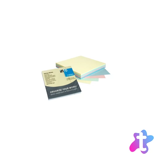 Jegyzettömb öntapadó, 75x75mm, 100lap, 4x25 lap, Info Notes, pastell mix, kék, zöld, rózsa, sárga