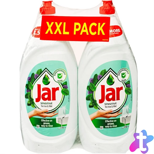 Mosogatószer 2 x 1350 ml kézi duopack Jar TeaTree&Mint