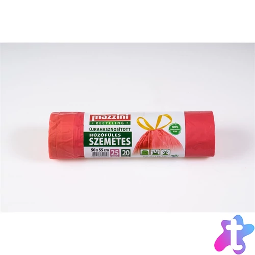 Szemeteszsák zárószalagos 25 liter 50 x 55 cm 20 db/tekercs újrahasznosított Mazzini_magenta